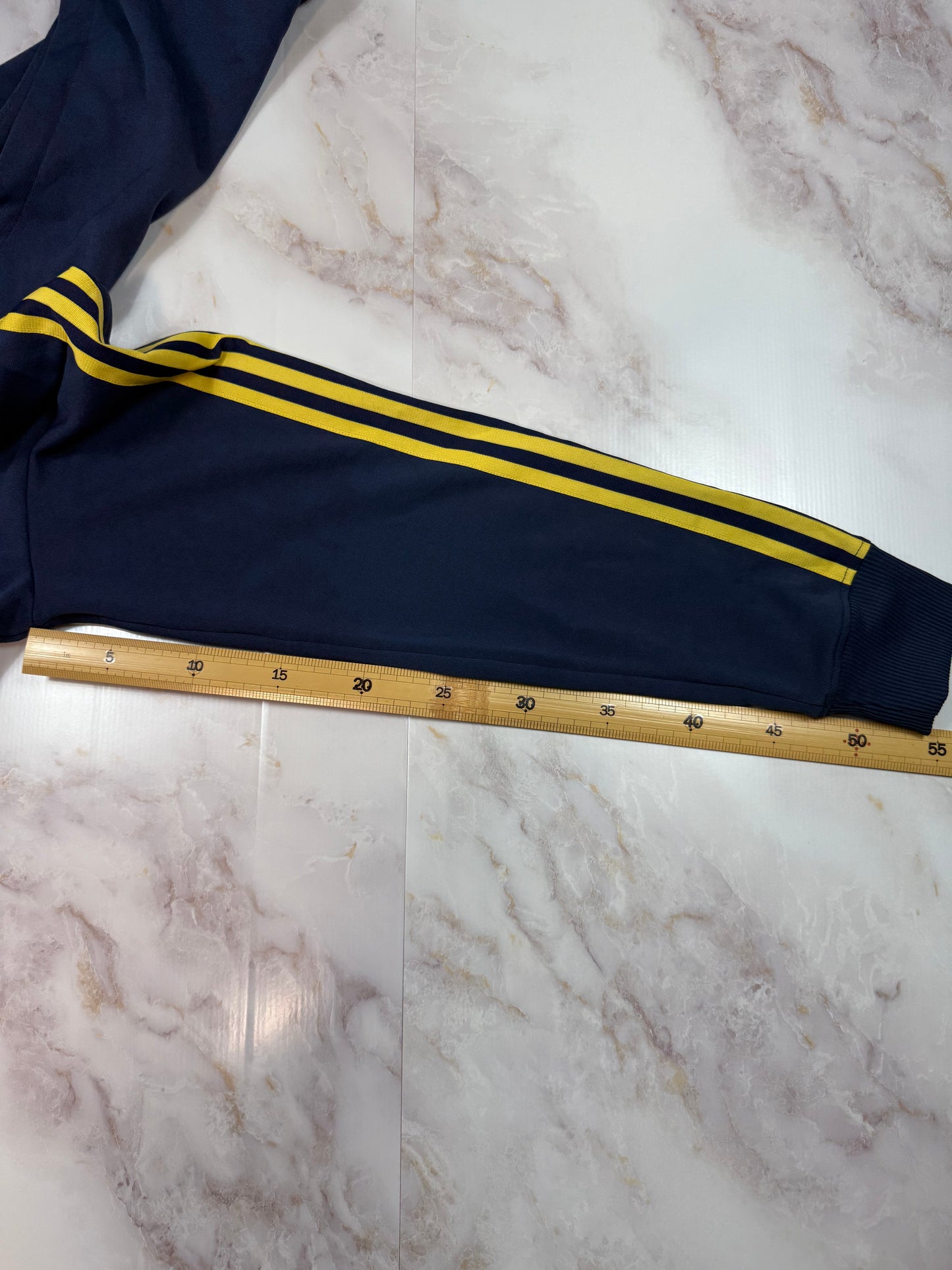 adidas Originals アディダス オリジナルス ジャージパーカー ブルー × イエローライン フルジップ フーディー メンズ 105サイズ