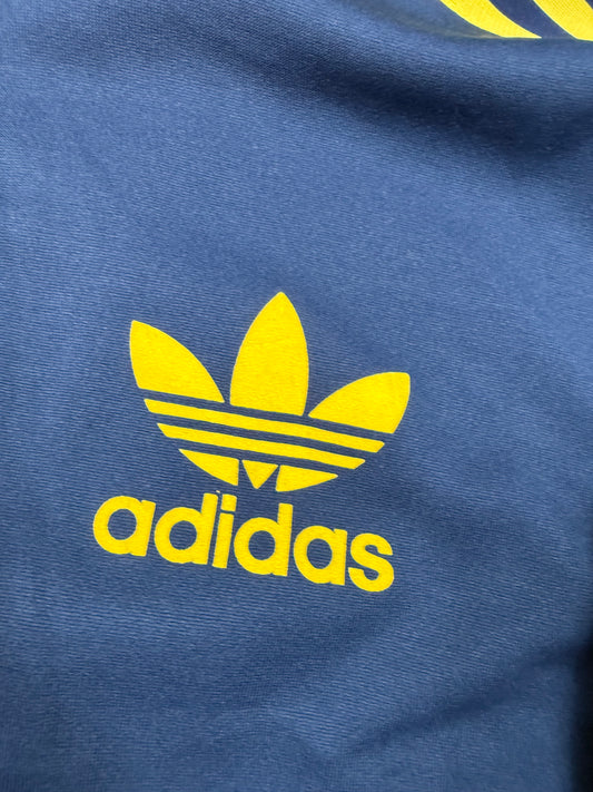 adidas Originals アディダス オリジナルス ジャージパーカー ブルー × イエローライン フルジップ フーディー メンズ 105サイズ