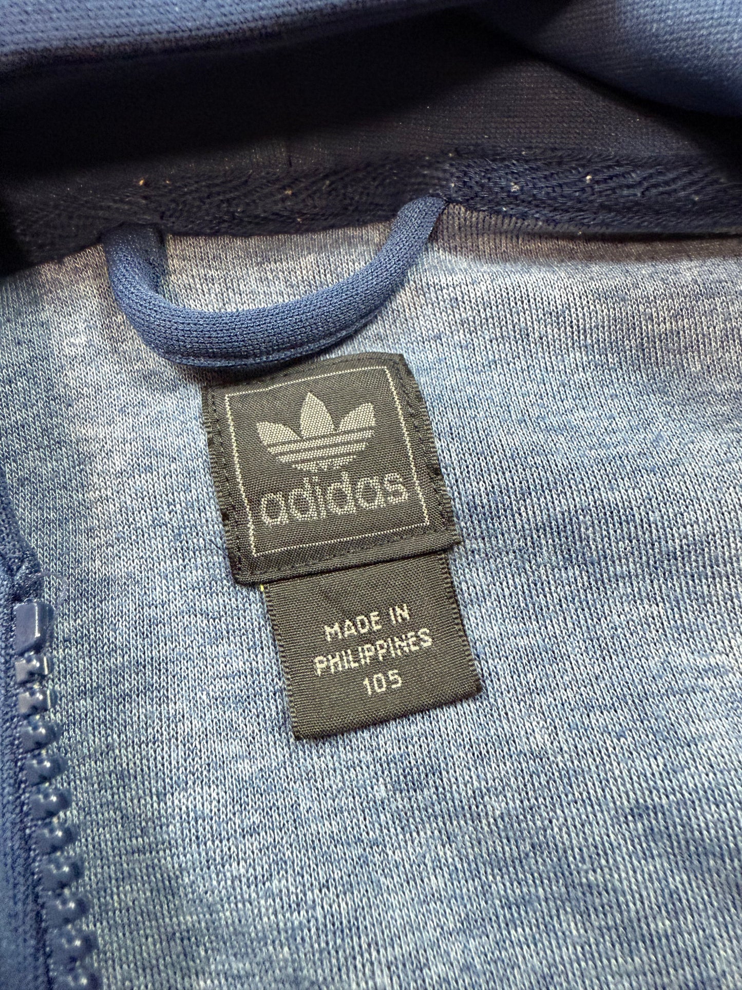 adidas Originals アディダス オリジナルス ジャージパーカー ブルー × イエローライン フルジップ フーディー メンズ 105サイズ