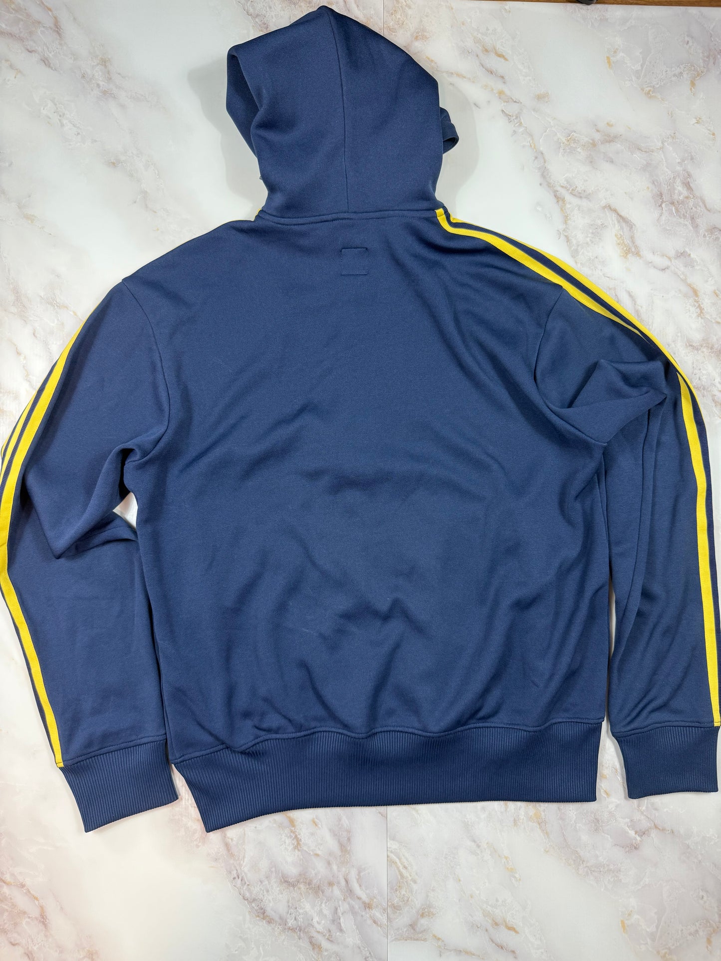 adidas Originals アディダス オリジナルス ジャージパーカー ブルー × イエローライン フルジップ フーディー メンズ 105サイズ