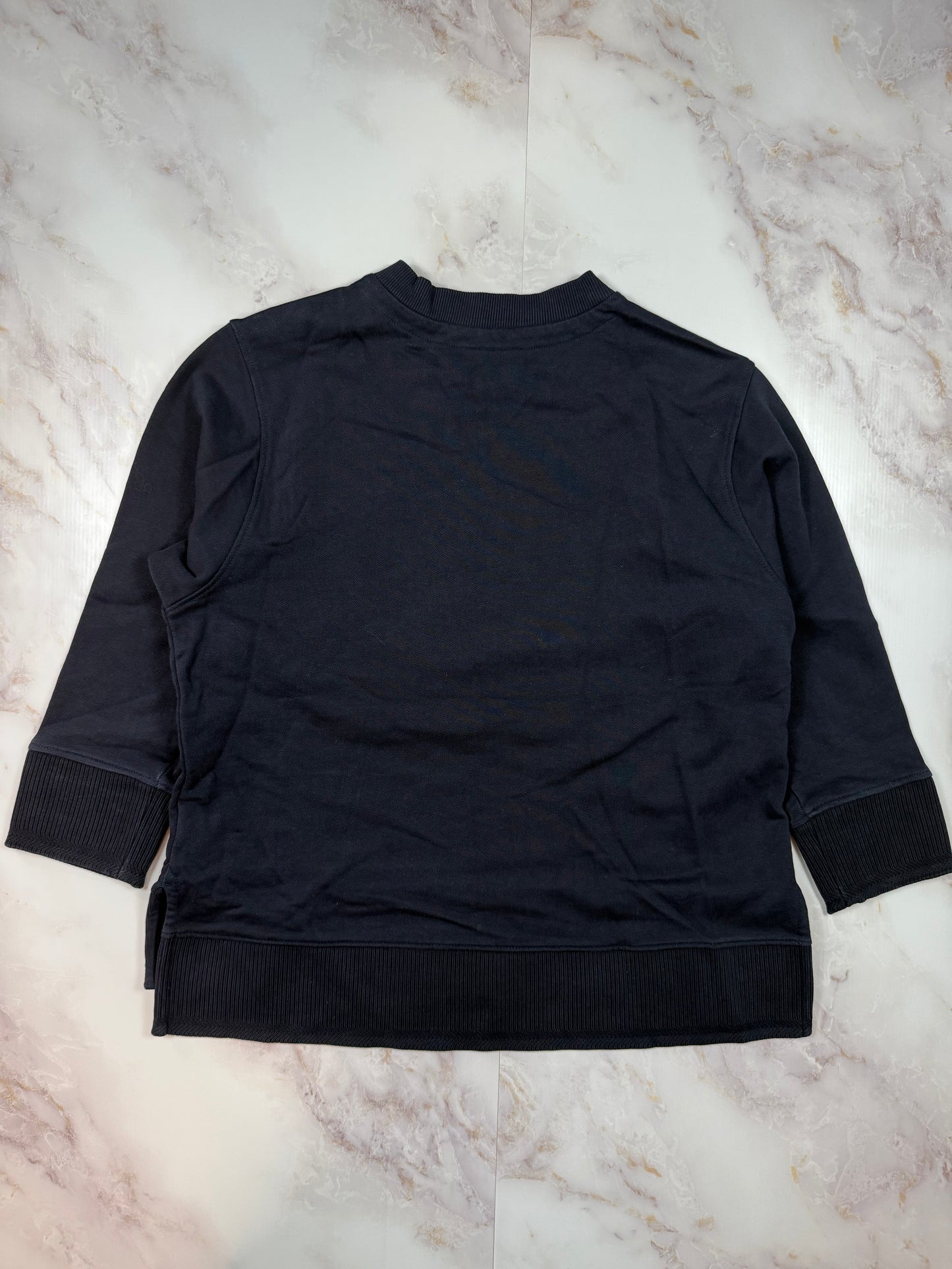 【TOMMY HILFIGER ICONS】ネイビー クルーネック スウェットシャツ 金ボタン装飾 コットン100% メンズ 長袖