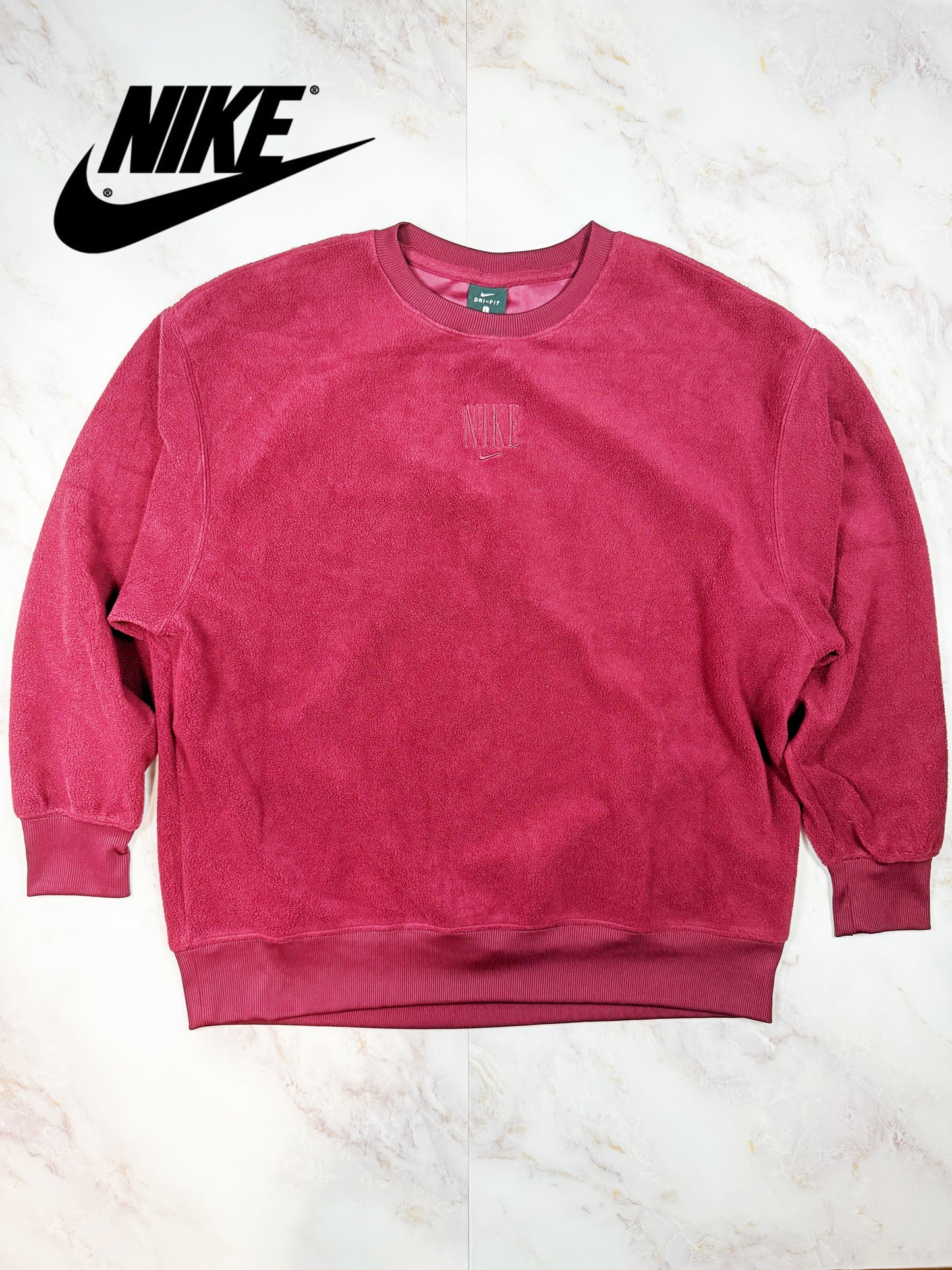 NIKE（ナイキ）Dri-FIT クルーネック スウェット トレーナー ボルドー Lサイズ