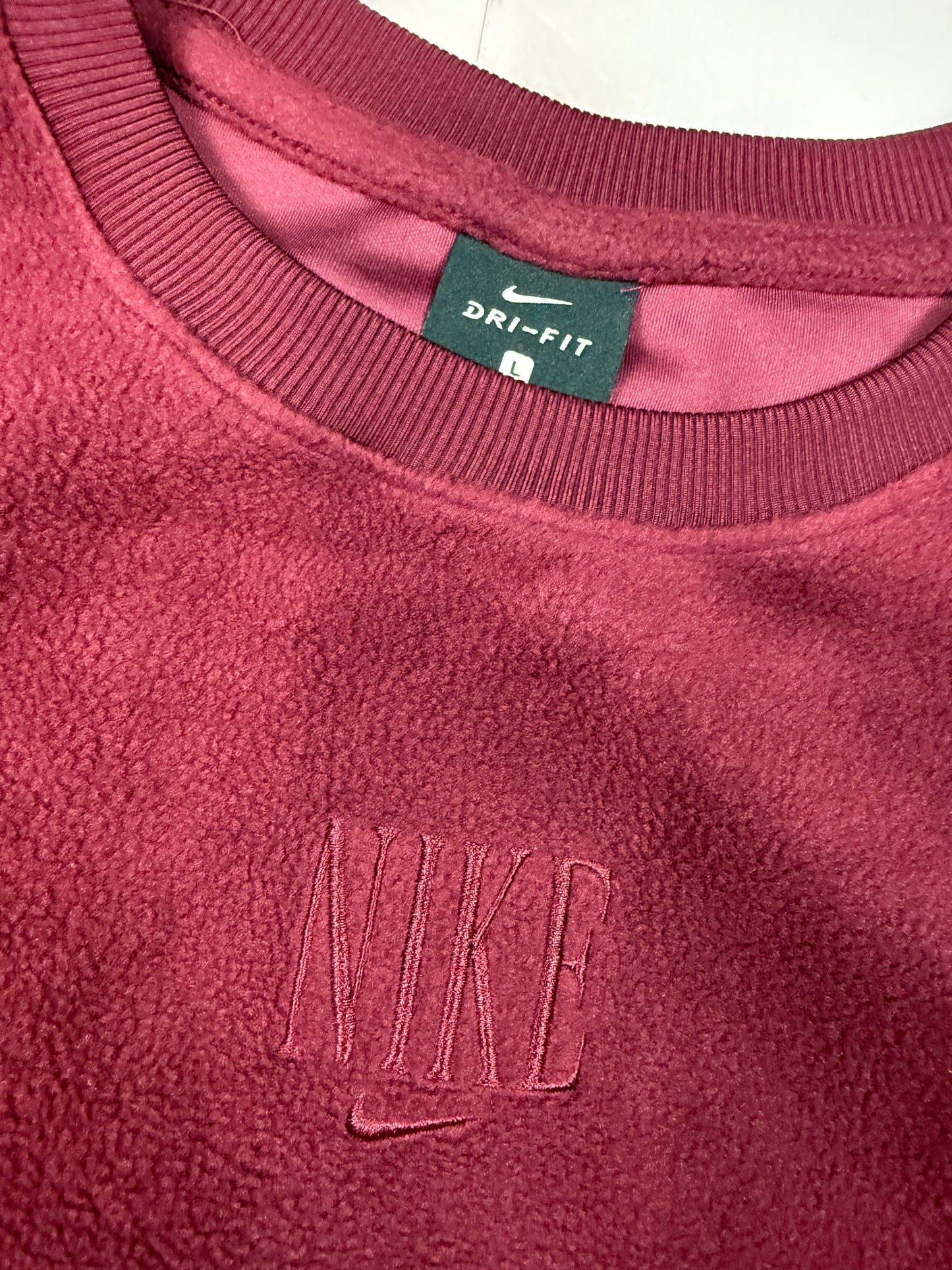 NIKE（ナイキ）Dri-FIT クルーネック スウェット トレーナー ボルドー Lサイズ