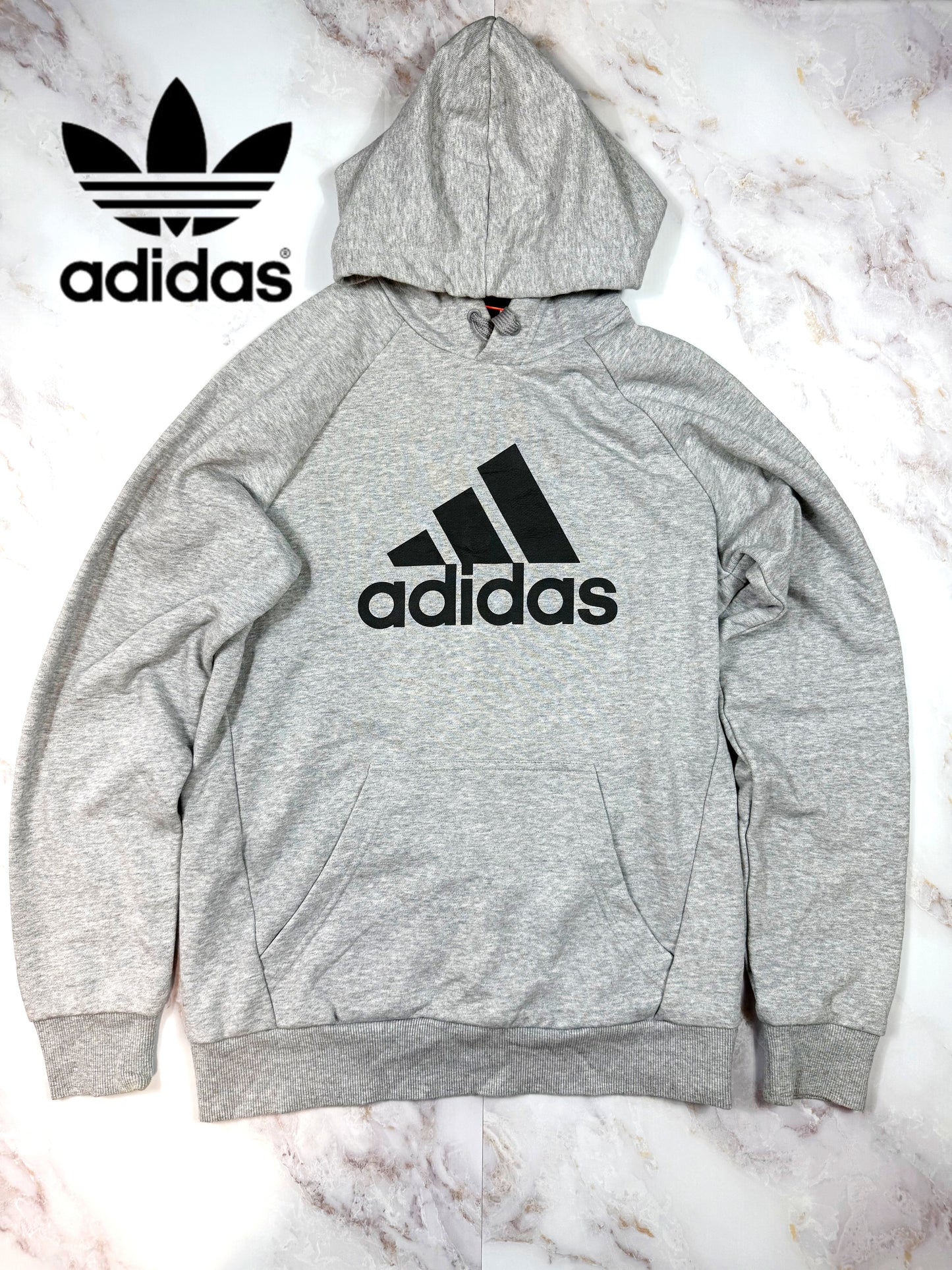 【adidas】アディダス パーカー フーディー グレー M相当 メンズ スポーツ カジュアル