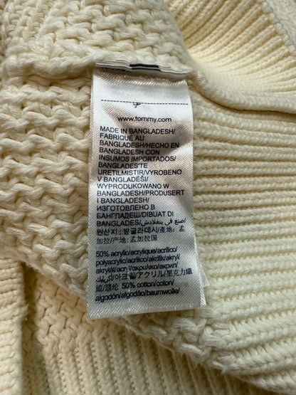 【TOMMY JEANS】ホワイト ニットカーディガン レディースSサイズ | トミージーンズ ロゴワッペン付き Vネック