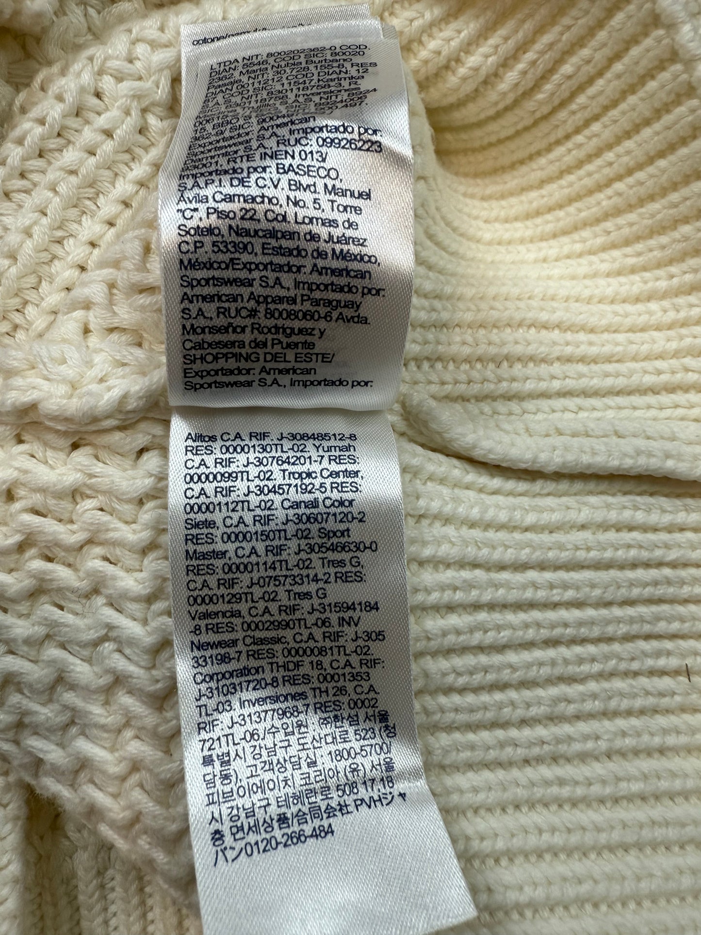 【TOMMY JEANS】ホワイト ニットカーディガン レディースSサイズ | トミージーンズ ロゴワッペン付き Vネック