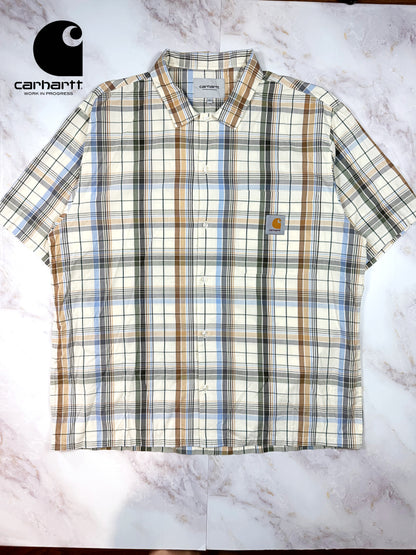 【Carhartt/カーハート】WIP チェック柄 半袖シャツ XXLサイズ コットン100% メンズ カジュアルシャツ
