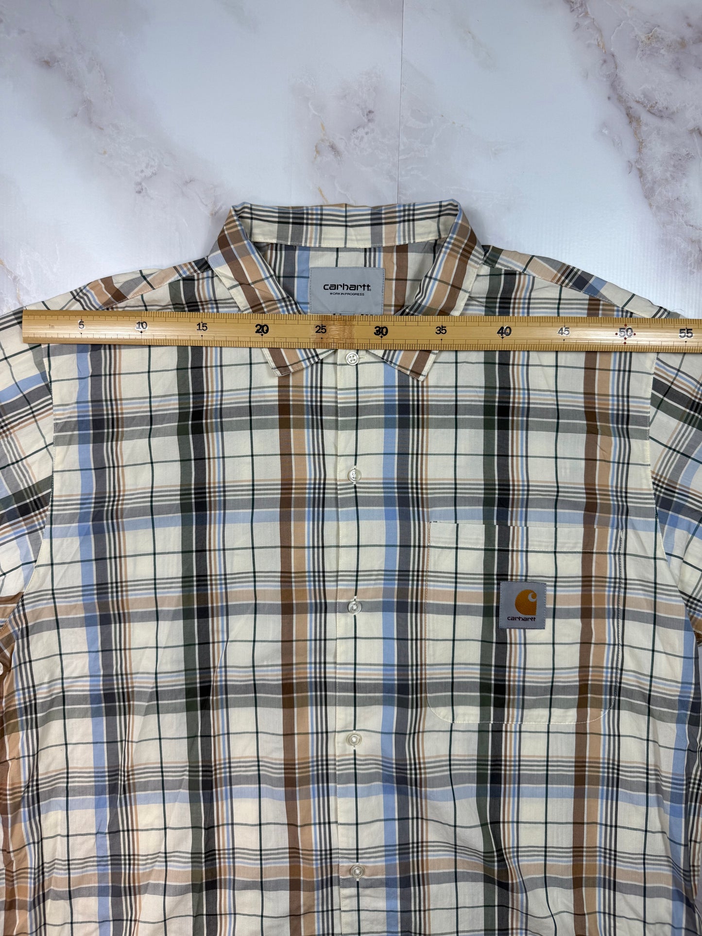 【Carhartt/カーハート】WIP チェック柄 半袖シャツ XXLサイズ コットン100% メンズ カジュアルシャツ