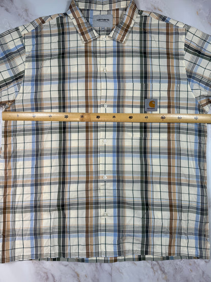 【Carhartt/カーハート】WIP チェック柄 半袖シャツ XXLサイズ コットン100% メンズ カジュアルシャツ