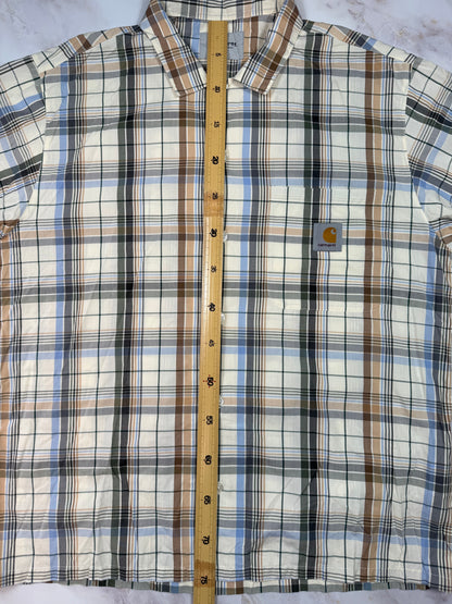 【Carhartt/カーハート】WIP チェック柄 半袖シャツ XXLサイズ コットン100% メンズ カジュアルシャツ