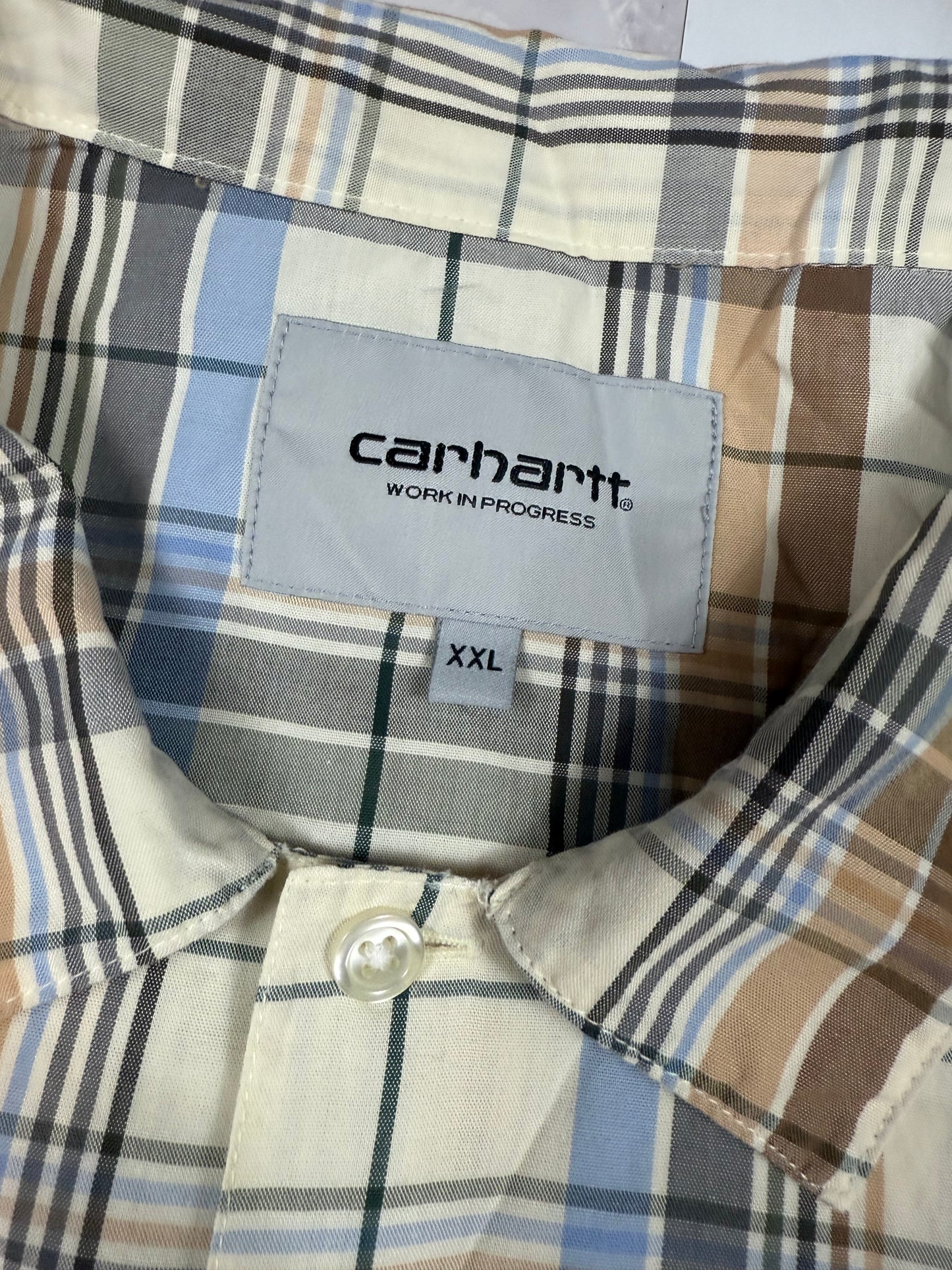 【Carhartt/カーハート】WIP チェック柄 半袖シャツ XXLサイズ コットン100% メンズ カジュアルシャツ