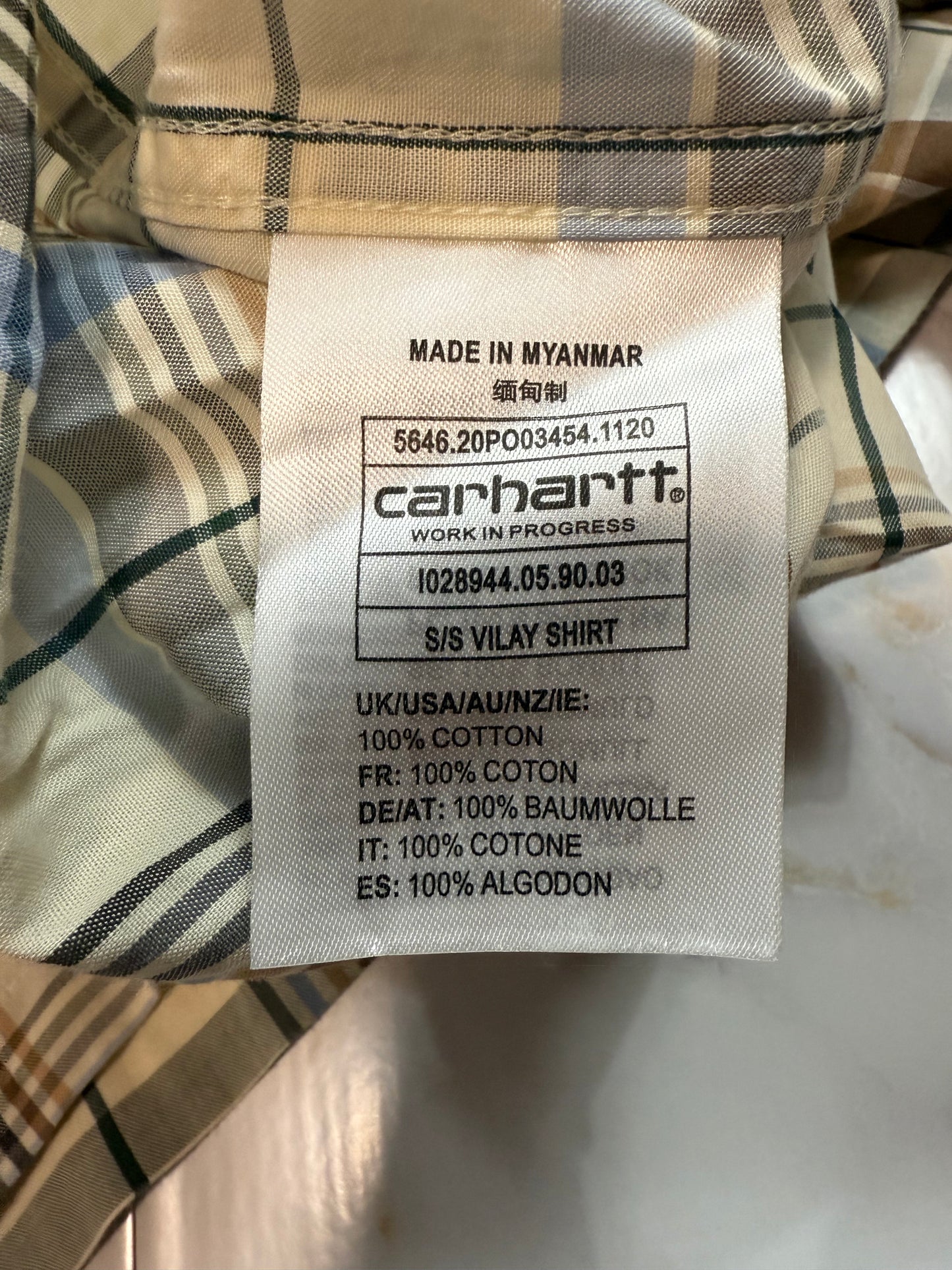 【Carhartt/カーハート】WIP チェック柄 半袖シャツ XXLサイズ コットン100% メンズ カジュアルシャツ