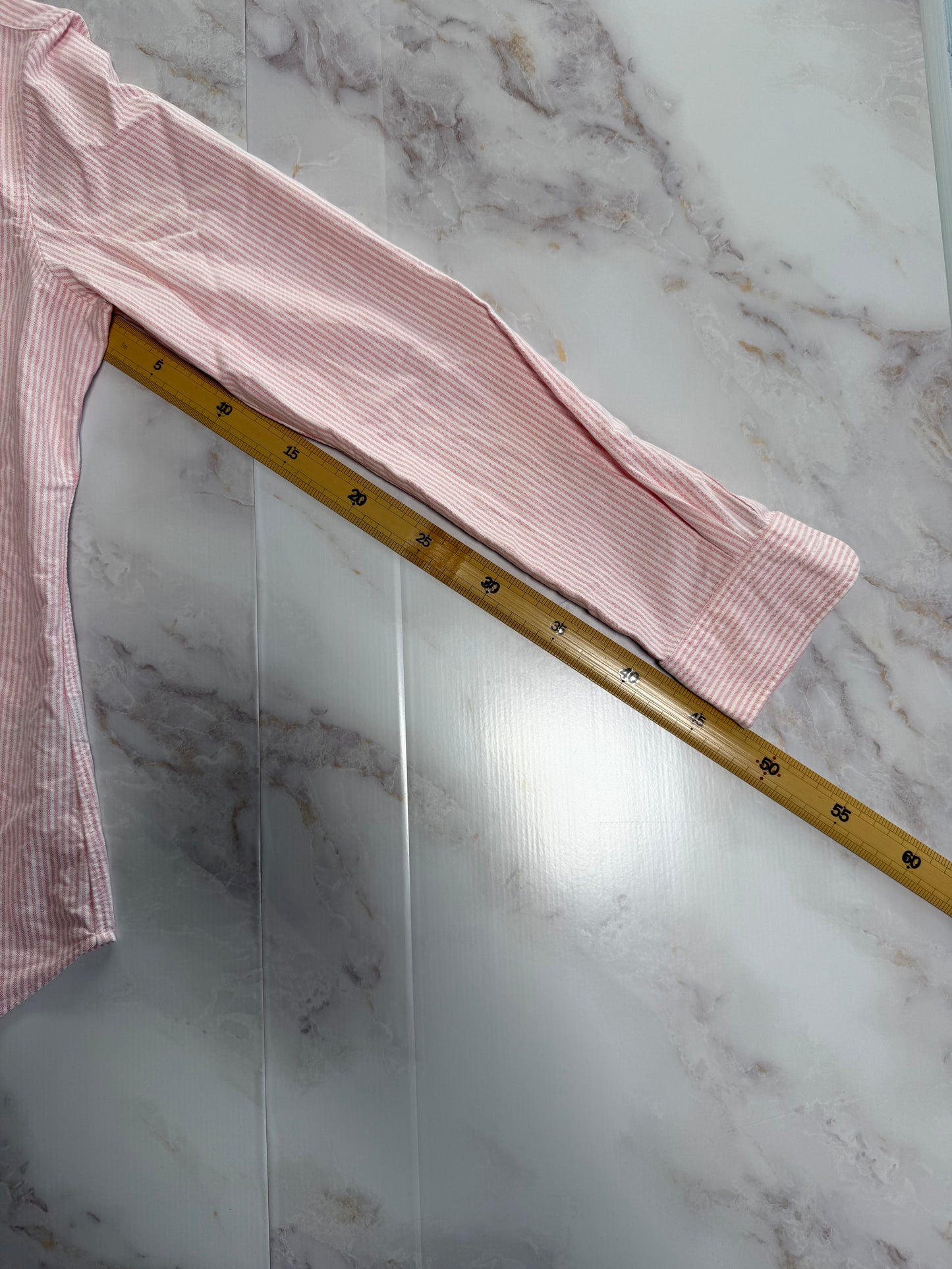 【POLO RALPH LAUREN】カスタムフィット 長袖シャツ ピンク×ホワイト ストライプ レディースMサイズ ボタンダウン コットン100%