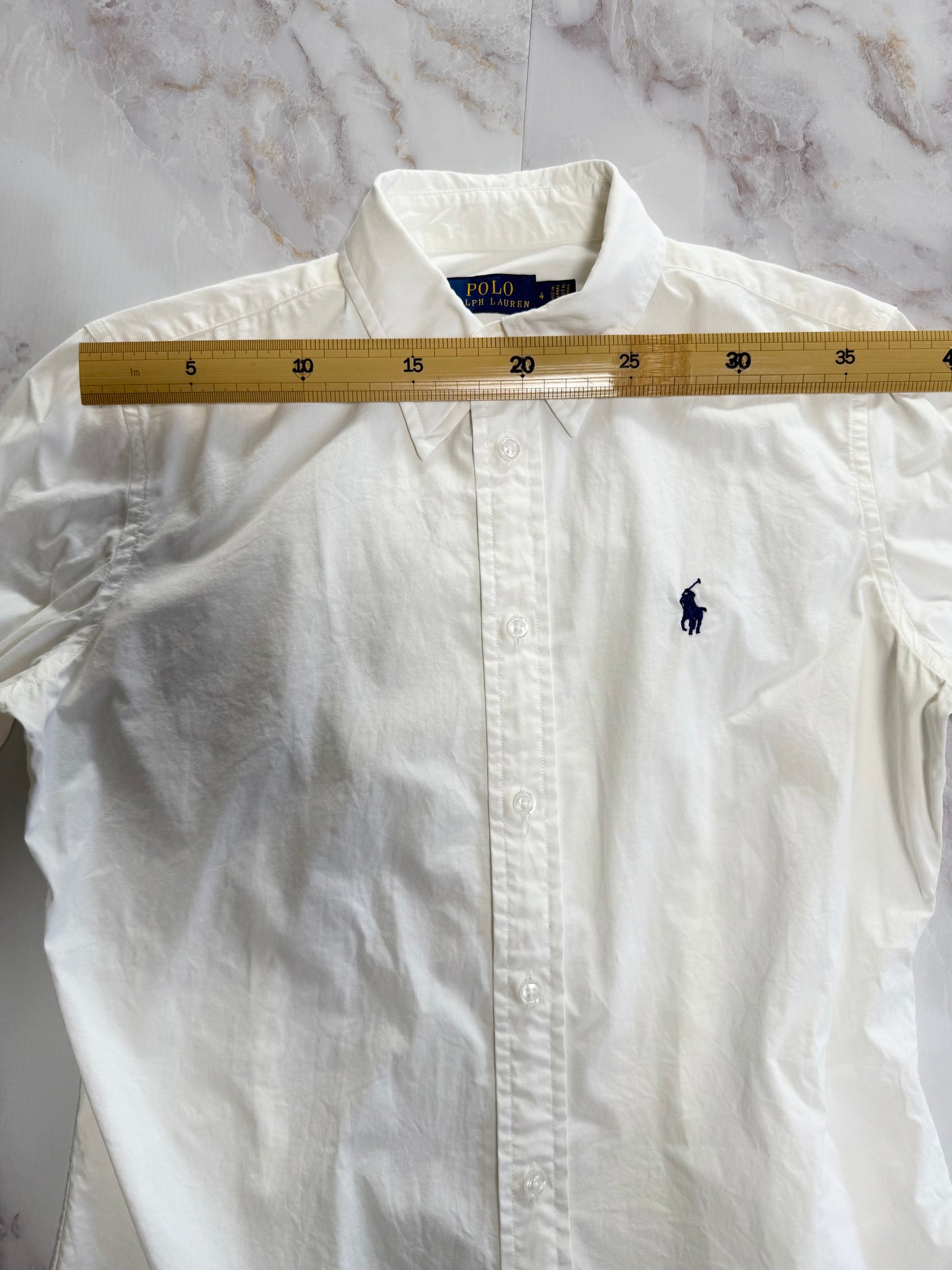 【POLO RALPH LAUREN】ポロ ラルフローレン レディース シャツ 長袖 ホワイト 無地 シンプル ワイシャツ サイズ4