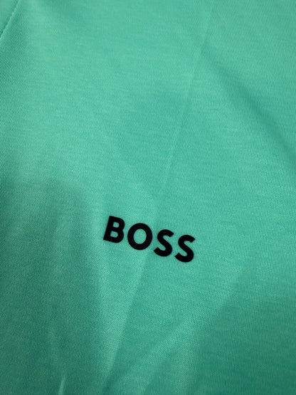 【HUGO BOSS】ポロシャツ メンズ Lサイズ ミントグリーン × ダークグレー襟切替 レギュラーフィット | ヒューゴボス 半袖トップス