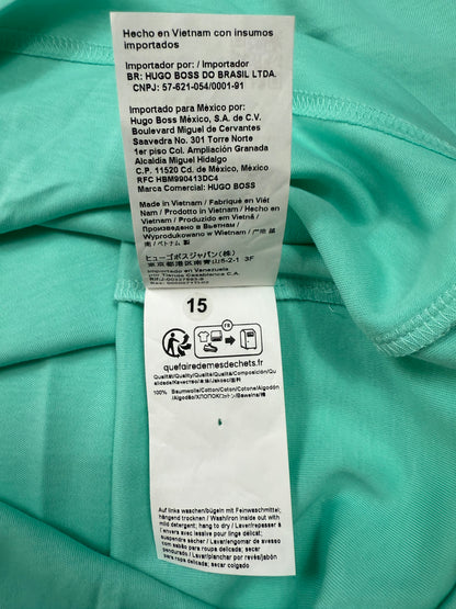 【HUGO BOSS】ポロシャツ メンズ Lサイズ ミントグリーン × ダークグレー襟切替 レギュラーフィット | ヒューゴボス 半袖トップス