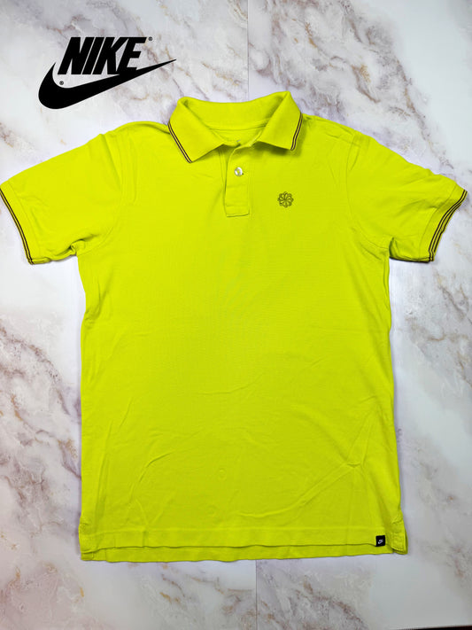 【NIKE】ナイキ ポロシャツ Lサイズ 蛍光イエロー 半袖 メンズ カジュアル スポーツウェア