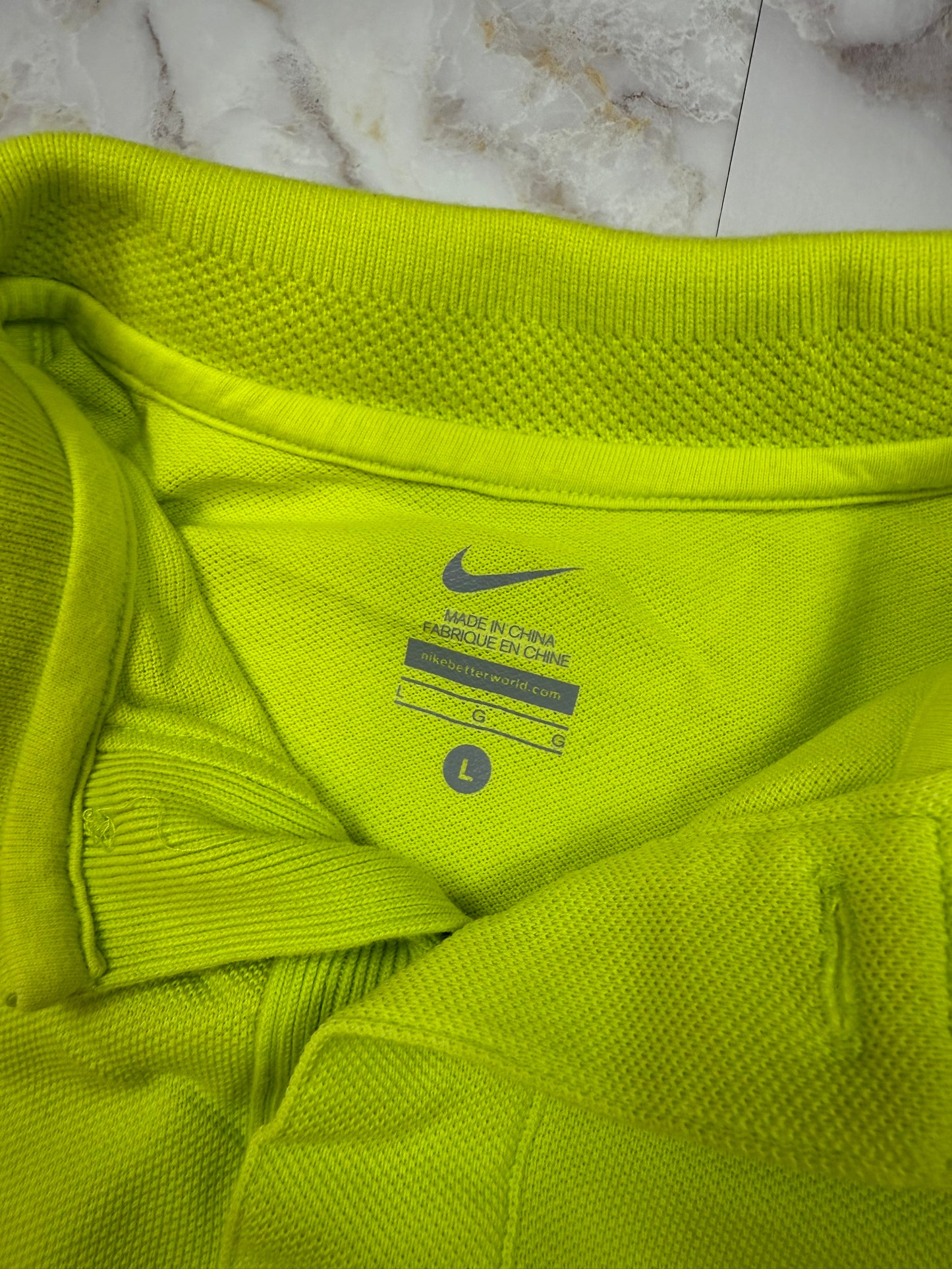 【NIKE】ナイキ ポロシャツ Lサイズ 蛍光イエロー 半袖 メンズ カジュアル スポーツウェア