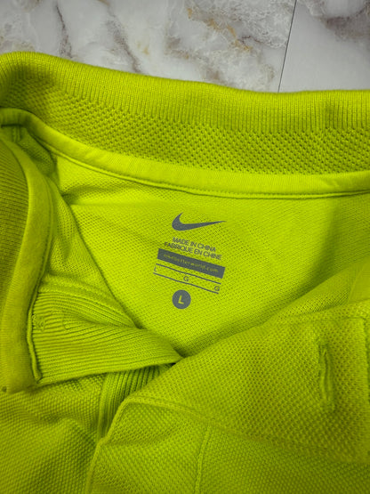 【NIKE】ナイキ ポロシャツ Lサイズ 蛍光イエロー 半袖 メンズ カジュアル スポーツウェア