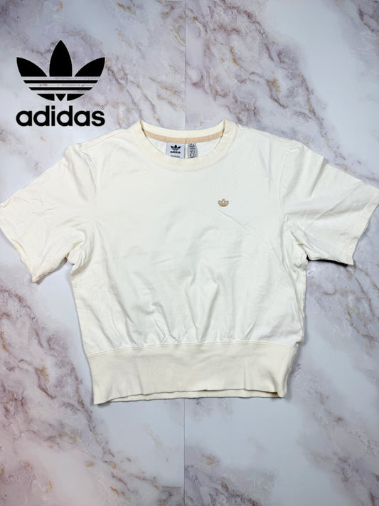 【adidas Originals】オーガニックコットン クロップドTシャツ 半袖 ホワイト レディース Mサイズ