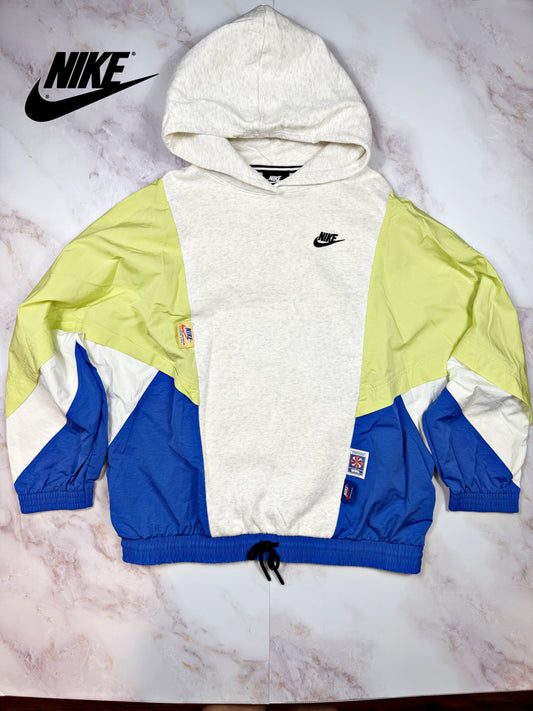 【NIKE】カラーブロック パーカー フーディ Mサイズ | グレー×ブルー×イエロー スポーツウェア