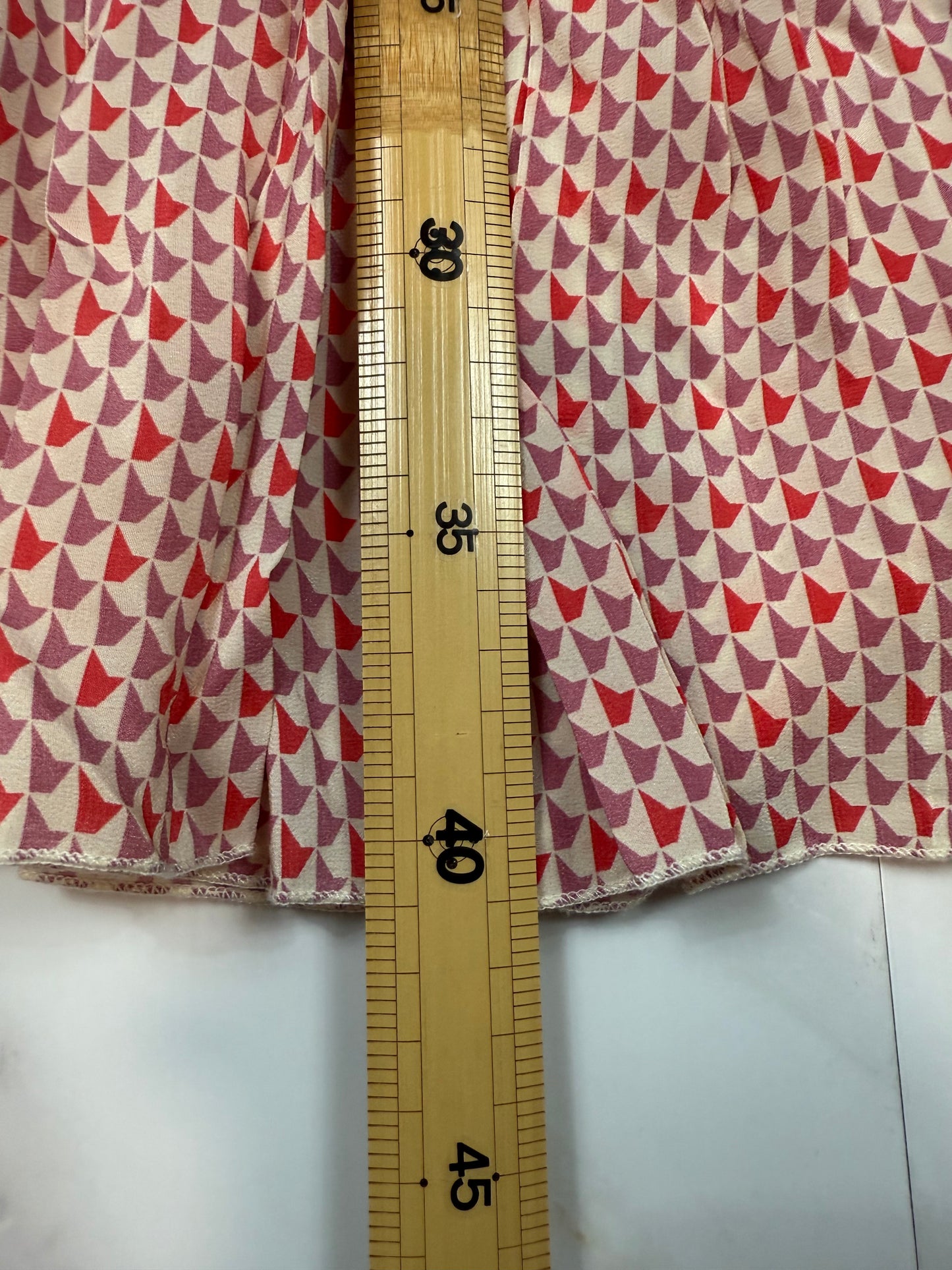 Vanessa Bruno ヴァネッサブリューノ プリーツスカート 幾何学柄 レッド×ピンク×アイボリー 34 レディース