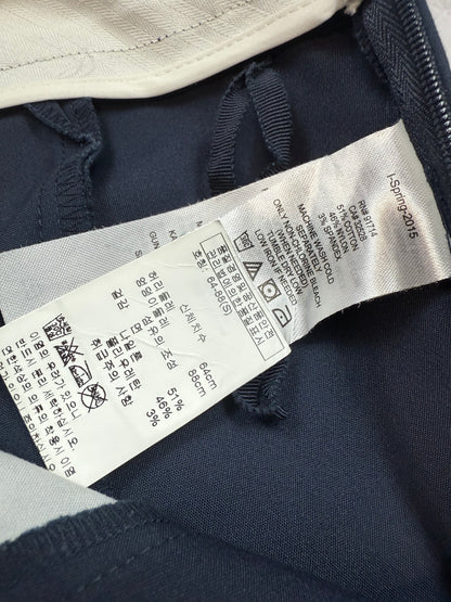 ARMANI EXCHANGE アルマーニエクスチェンジ 総柄 パンツ スリムフィット レディース サイズ0 | ネイビー×ホワイト 幾何学柄