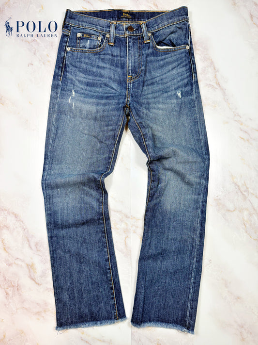 POLO RALPH LAUREN デニムパンツ レディース 25インチ ストレートカット 裾カットオフ加工