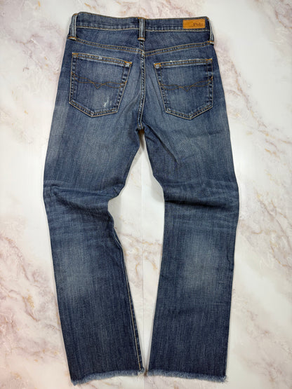 POLO RALPH LAUREN デニムパンツ レディース 25インチ ストレートカット 裾カットオフ加工