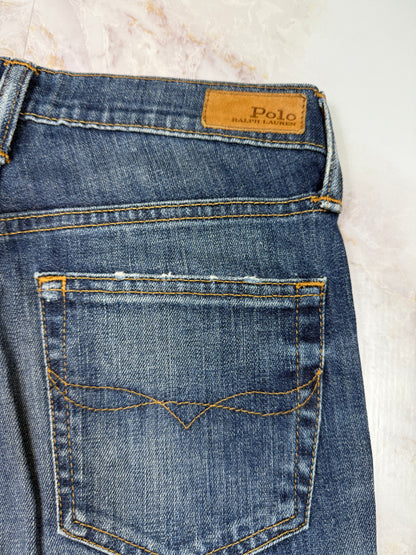 POLO RALPH LAUREN デニムパンツ レディース 25インチ ストレートカット 裾カットオフ加工