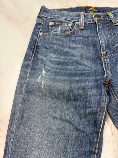 POLO RALPH LAUREN デニムパンツ レディース 25インチ ストレートカット 裾カットオフ加工