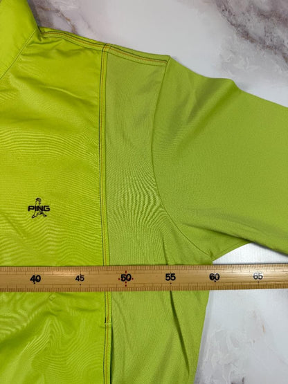 【PING】ピン ゴルフ ハーフジップ ブルゾン ライムグリーン メンズ105 L〜XL ゴルフウェア PMR71TS008