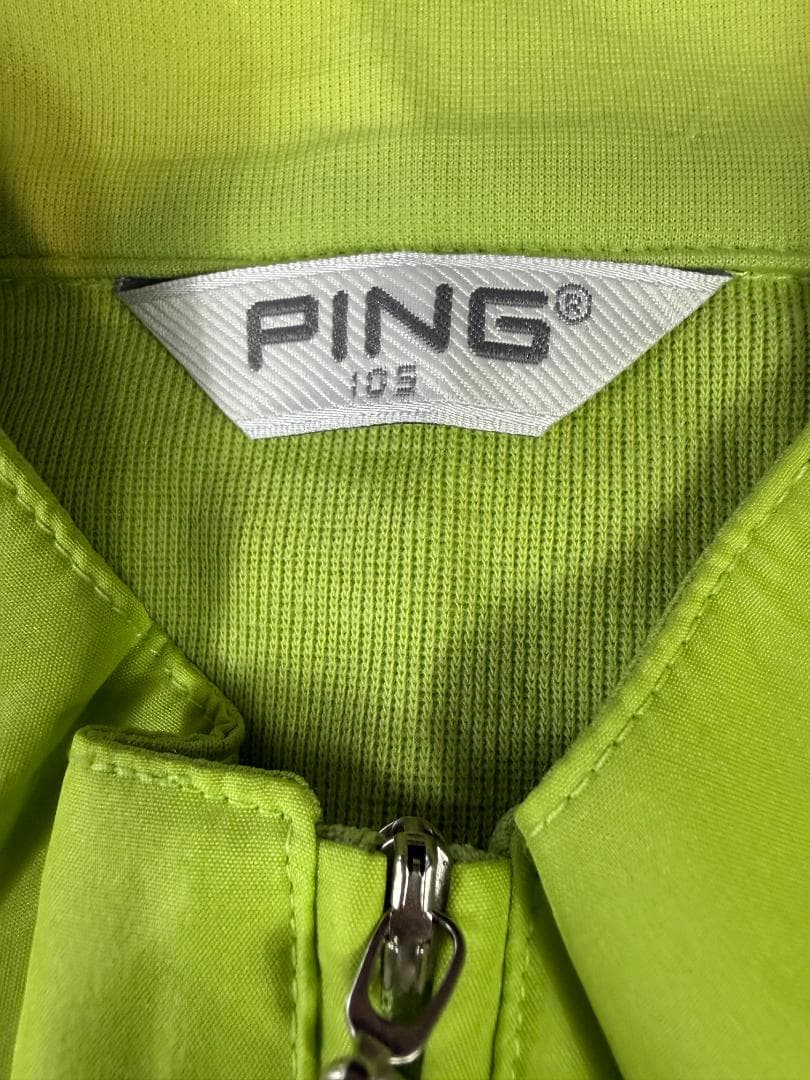 【PING】ピン ゴルフ ハーフジップ ブルゾン ライムグリーン メンズ105 L〜XL ゴルフウェア PMR71TS008