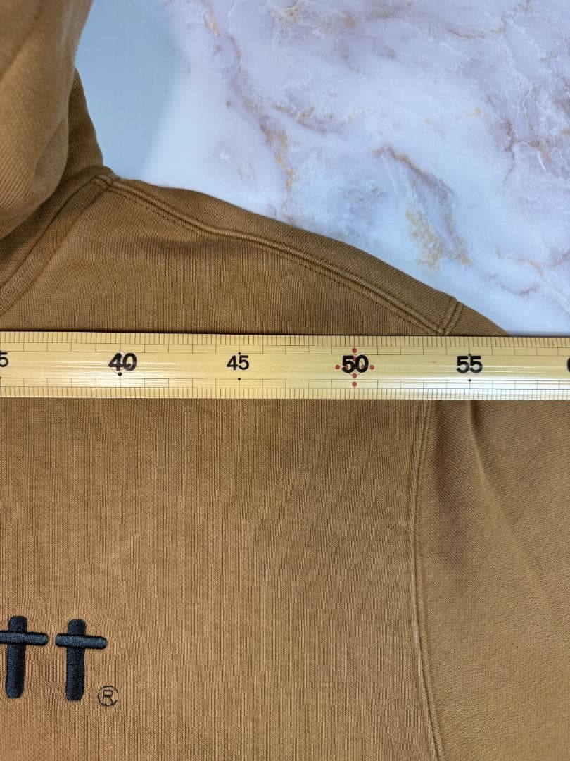 Carhartt WIP ロゴ刺繍 プルオーバーパーカー Lサイズ ブラウン 裏起毛 カーハート フーディ