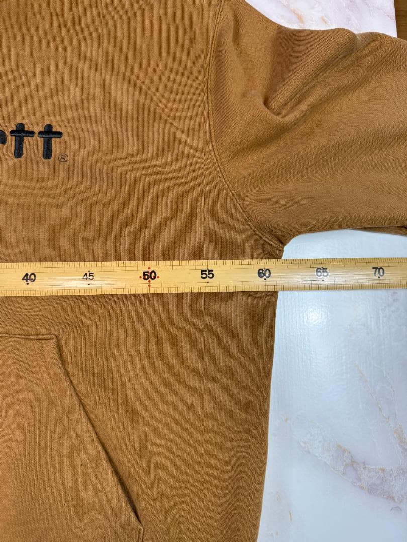 Carhartt WIP ロゴ刺繍 プルオーバーパーカー Lサイズ ブラウン 裏起毛 カーハート フーディ
