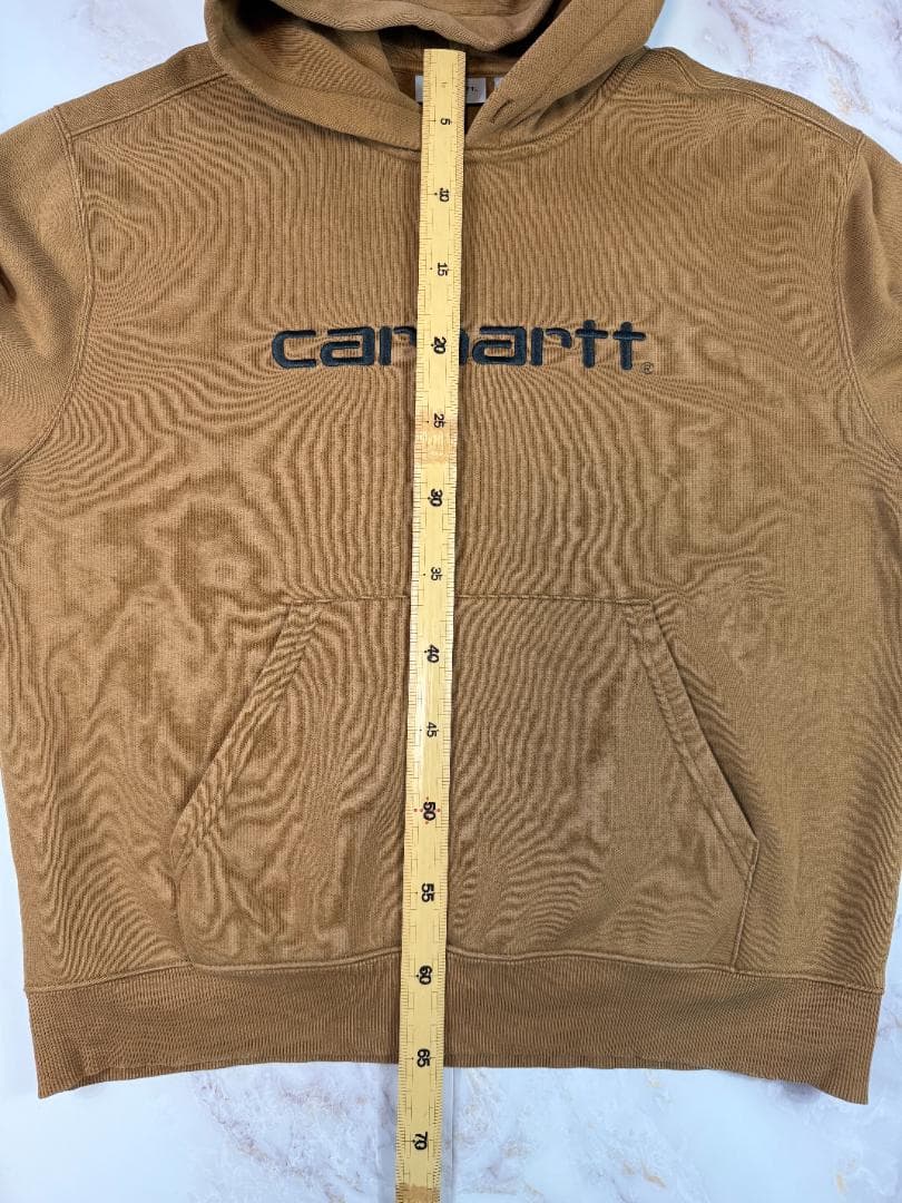 Carhartt WIP ロゴ刺繍 プルオーバーパーカー Lサイズ ブラウン 裏起毛 カーハート フーディ