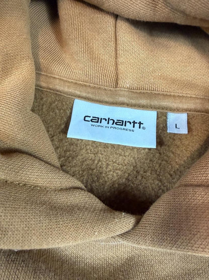 Carhartt WIP ロゴ刺繍 プルオーバーパーカー Lサイズ ブラウン 裏起毛 カーハート フーディ