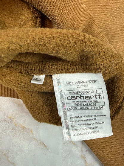 Carhartt WIP ロゴ刺繍 プルオーバーパーカー Lサイズ ブラウン 裏起毛 カーハート フーディ