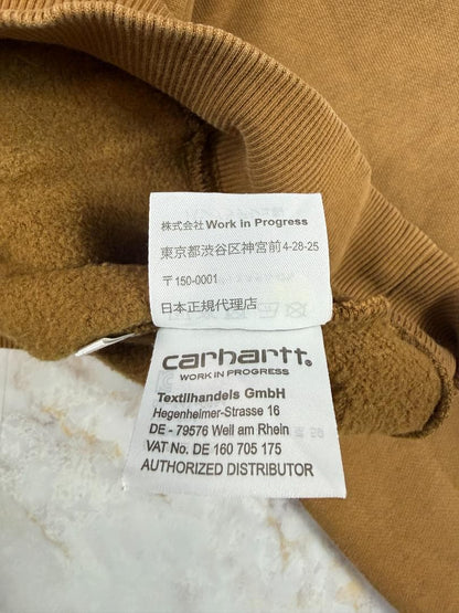 Carhartt WIP ロゴ刺繍 プルオーバーパーカー Lサイズ ブラウン 裏起毛 カーハート フーディ